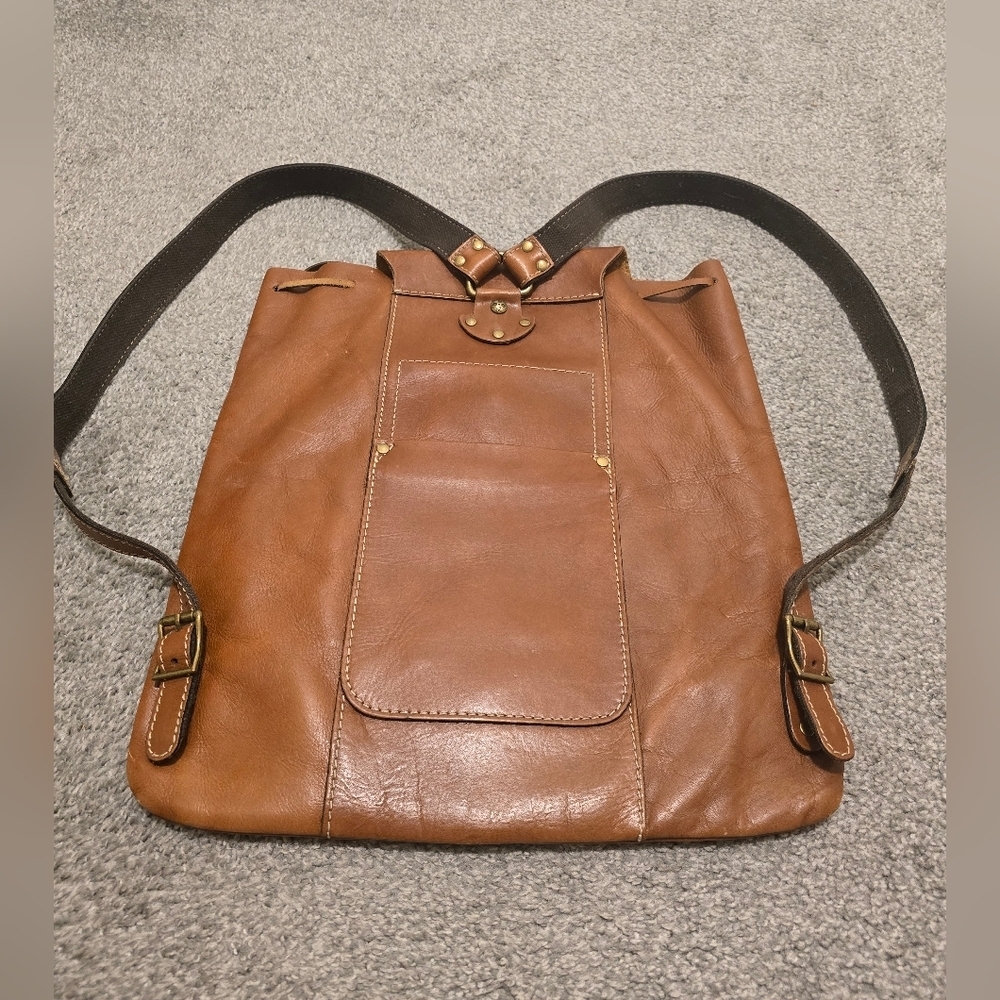 Patricia Nash Vintage Leather Backpack Tan Boho Travel Vacation Western Cottage - Picture 7 of 16